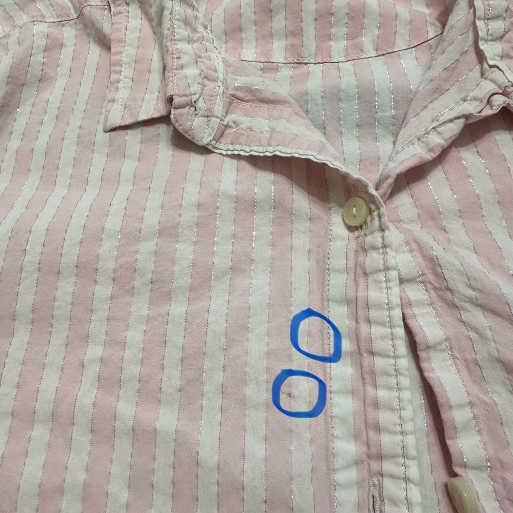 VICTORIA’S SECRET ICONIC STRIPE BUTTON UP LONG SLEEVE SLEEP SHIRT MEDIUM flaw - Picture 2 of 7